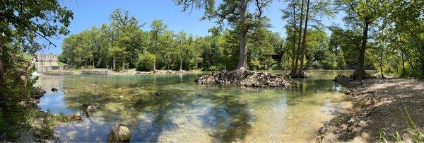 View from the river bank near the start of the trail system