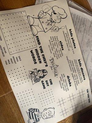 Kids menu