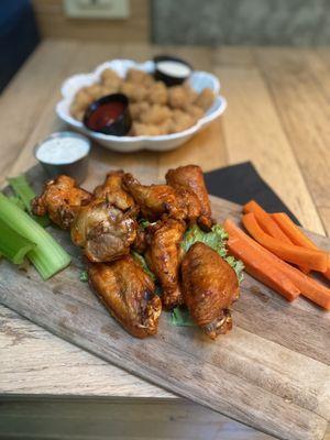 Chicken wings- crisp and just right.