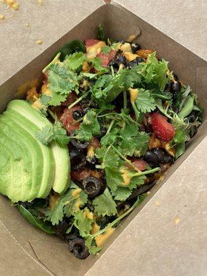 Hearty Veggie West Bowl with pineapple siracha soy curls