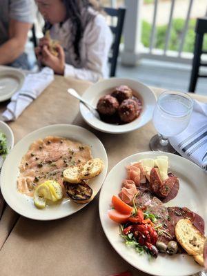 Meatballs, salmon carpaccio, charcuterie- thumbs wayyy up!