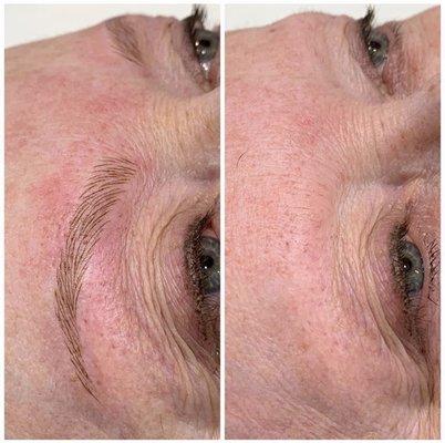 Microblading before and directly after the first session