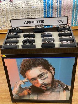 Post Malone poses for Arnette frames.  See us for details.