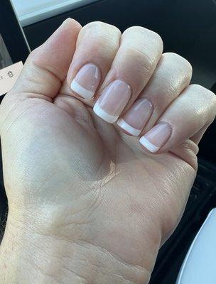 Luminary gel with one Gel X repair and a French manicure color