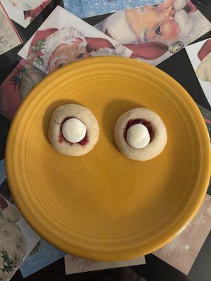 White-chocolate and raspberry cookies.