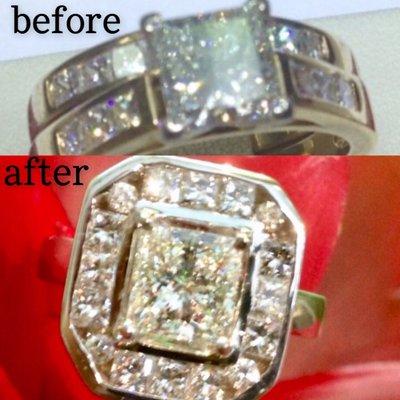 This customer brought in her wedding ring and wanted to change the design to give it a new look.