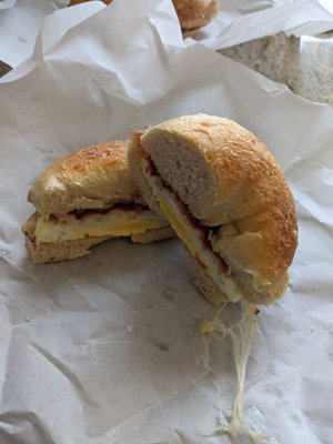 Bacon, egg, & cheese on asiago