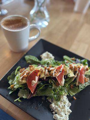 Beet salad & chai latte.