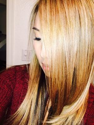 Ash blonde highlights and trim