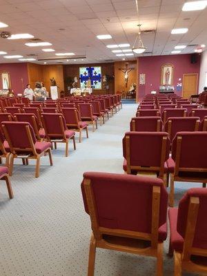 Inside the church before the mass service