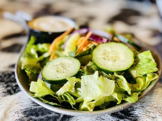 Side salad with in-house made ranch :)...