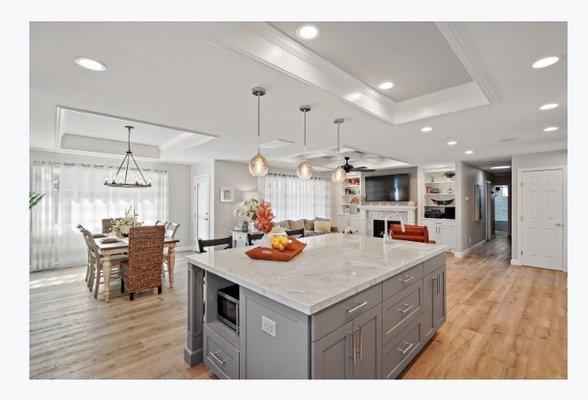 View from kitchen into dining/family room