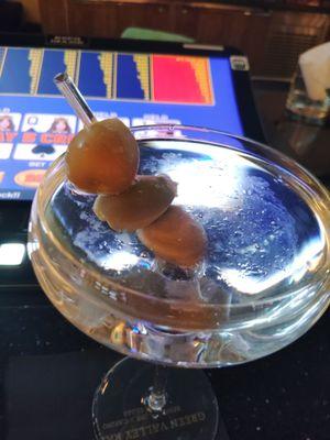 Drew's cheese stuffed olives martini!