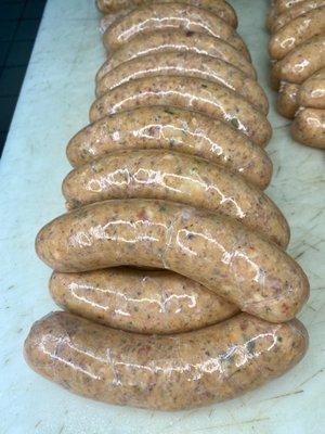 In-house made crawfish boudin