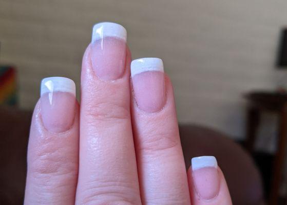 Weird shaping for a french manicure.