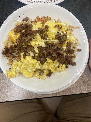 Sausage Egg & Cheese Hashbrown Bowl