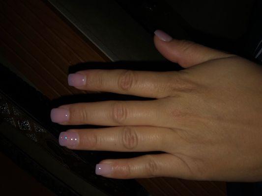 I got a full set done with clear pink shellac