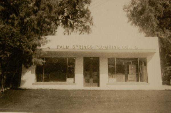 After a fire burned "the shop" in 1945/46, Palm Springs Plumbing Co., Inc. and Greyhound moved to the 220 and 216 N. Indian Ave.