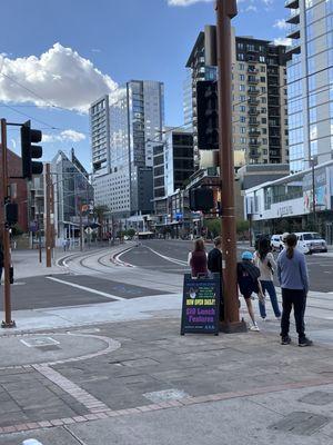 Beautiful view of downtown phoenix from the patio area.