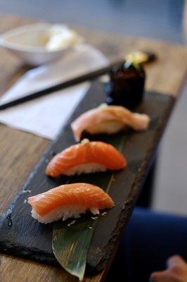 11 Pieces Nigiri Testing - alaska salmon, ocean trout, seared salmon belly, ikura