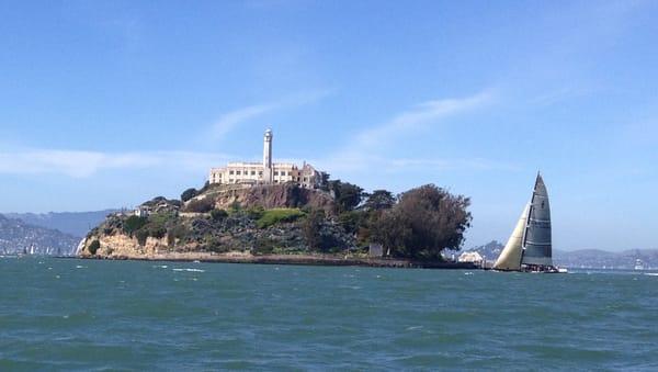 Sailing around Alcatraz on the Hawk's Nest