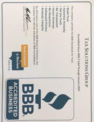 Honored by BBB Best In Service Award