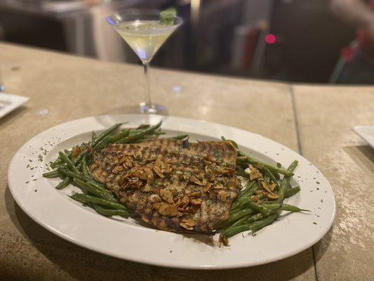 Rainbow trout with almandine brown butter & fresh green beans.