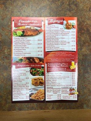 Fish/Seafood, Side Orders, Mofongos, Hot/Cold Drinks, Smoothies/Natural Juices