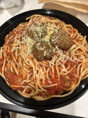 Spaghetti Bolognese with meatballs