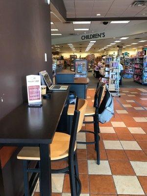 Chairs, table, coffee, computer, books