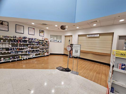 Exterior of pharmacy inside walgreens