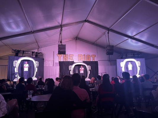 Inside The Riot Comedy Festival tent