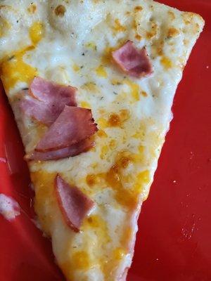 Ham and cheese alfredo pizza