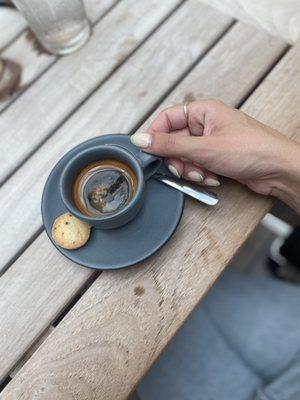 Fun French manicure with a side of espresso