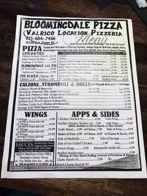 Menus as of April 2024