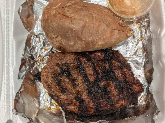 Ribeye with a sweet potato