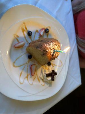 Complimentary birthday rum cake