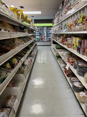 Good selection of dried rice and egg noodles, fresh rice noodles in the refrigerator and pre-seasoned instant noodles.