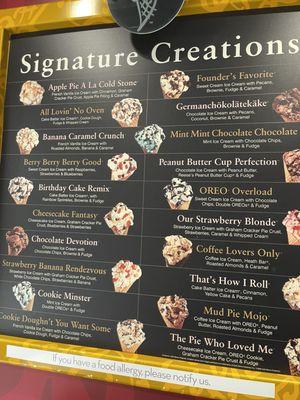 Ice scream signature selection