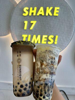 Coffee Milk Tea (left), Oreo Brûlée Milk Tea (right)