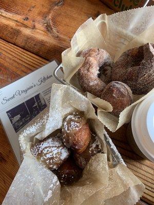 Cinnamon sugar and lemon curd made to order donuts!