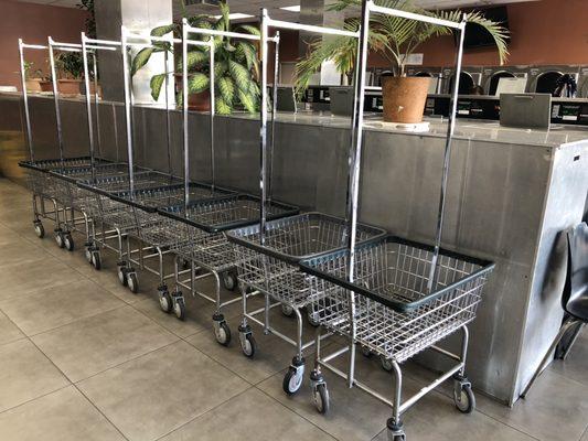 Clean carts lined up for the day.