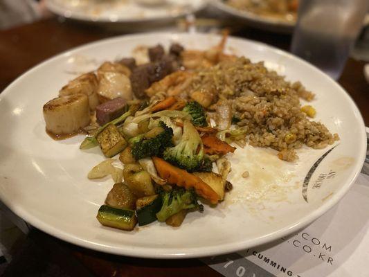 Chef's Special (Fliet Angus Filet Mignon Hibachi, Scallops, Side Brown Fried Rice, Shrimp Hibachi, and Vegetable Hibachi)