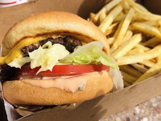 "Cheeseburger" and fresh cut fries...Nom Nom Nommmm :D