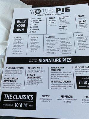 Back of menu