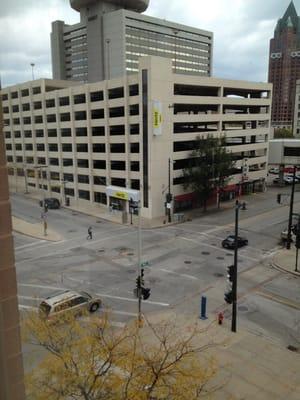 Looking from conference center across streets