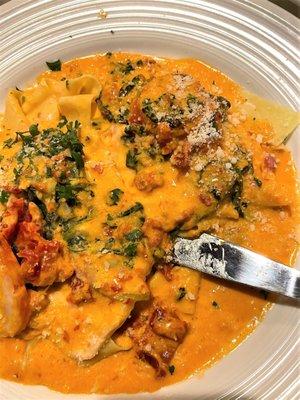 Chicken Fiore - served in a vodka sauce over parpadelle