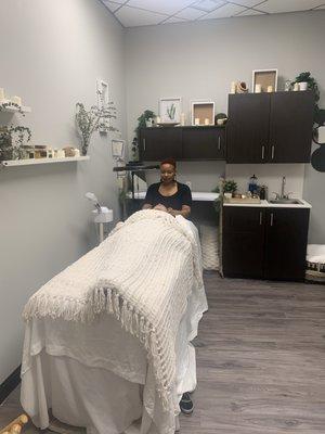 Meme the Esthetician in her studio spa