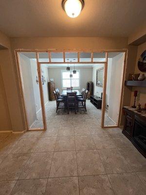 Framing of the wall for new French door