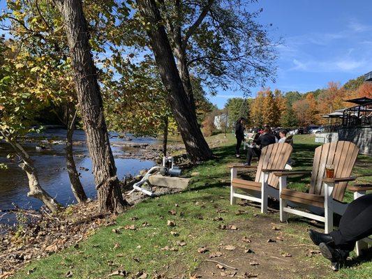 Beautiful day along the Farmington River at W&T equals long wait.